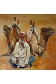 Canvas Çöldeki Develer Sayılarla Boyama Seti  Kasnaklı 50 x 65 cm thumbnail 1