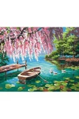 Canvas Pembe Söğüt ve Göl Sayılarla Boyama Seti  Kasnaklı 70 x 90 cm thumbnail 2