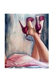 Canvas Topuklu Ayakkabılar Sayılarla Boyama Seti  Kasnaklı 60 x 75 cm - 1
