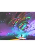 Canvas Kuzey Işıkları ve Çocuk Sayılarla Boyama Seti  Kasnaklı 90 x 110 cm thumbnail 1