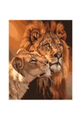 Canvas Aslanların Aşkı Sayılarla Boyama Seti Rulo thumbnail 1
