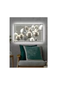 Kanvas Tablo 3D Dekoratif  Beyaz Çiçek Led Işıklı 70 x 100 cm - 1