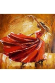 Canvas Kırmızı Elbiseli Kadın ve Büyüleyici Dansı Sayılarla Boyama Seti  Kasnaklı 50 x 65 cm thumbnail 1