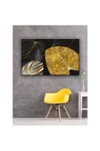 Kanvas Tablo Gold Siyah Yaprak Led Işıklı 70 x 100 cm thumbnail 1
