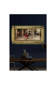 Kanvas Kırmızılı Kadın Led Işıklı Rustik Tablo 96 x 56 cm - 2