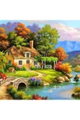 Canvas Cennet Bahçesi Sayılarla Boyama Seti  Kasnaklı 40 x 50 cm thumbnail 1