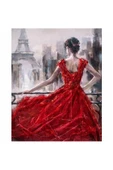 Canvas Pariste Kırmızı Kadın Boyama Seti Rulo 70 X 90 Cm - 1