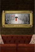 Kanvas Şemsiyeli Kadın Led Işıklı Rustik Tablo 66 X 45 Cm - 1