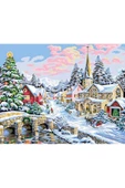 Canvas Kış Kasabası Sayılarla Boyama Seti  Kasnaklı 70 x 90 cm thumbnail 1