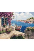 Canvas Yazlıktaki Tekne Sayılarla Boyama Seti  Kasnaklı 100 x 140 cm thumbnail 1