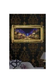 Kanvas Gece Sokak Işıklar Led Işıklı Rustik Tablo 96 x 66 cm thumbnail 2