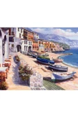 Canvas Huzurlu Kasaba Italya Kıyıları Sayılarla Boyama Seti Kasnaklı 90x110 Cm thumbnail 1
