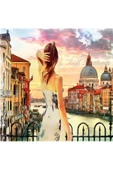 Canvas Manzaraya Bakan Kadın Sayılarla Boyama Seti  Kasnaklı 100 x 140 cm thumbnail 1