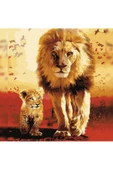 Canvas Baba Oğul Aslan Sayılarla Boyama Seti  Kasnaklı 100 x 140 cm thumbnail 1