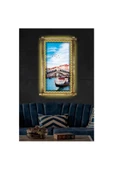 Kanvas Venedik Kayık Led Işıklı Rustik Tablo 66 x 45 cm thumbnail 2