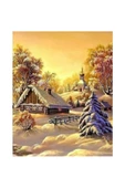 Canvas Bir Kış Manzarası Sayılarla Boyama Seti  Kasnaklı 100 x 140 cm thumbnail 1