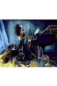Canvas Müzik ve Kadın Sayılarla Boyama Seti  Kasnaklı 50 x 65 cm - 1