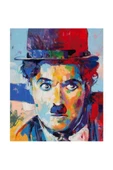 Canvas Renkli Charlie Chaplin Sayılarla Boyama Seti Kasnaklı 100 X 140 Cm - 1