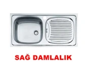 TEKA EBM 45 Paslanmaz (DÜZ) Çelik Eviye (Sağ) Damlalıklı 43,5 X 86 DIŞ ÖLÇÜSÜ - 1