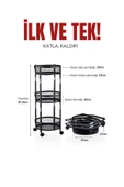 3 Katlı Pratik Katlanır Metal Siyah Renk Tekerlekli Çok Amaçlı Sepet - 1