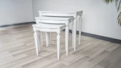 Gürgen lükens ayak mdf beyaz üçlü zigon sehpa takımı - 3