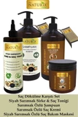 Naturix Siyah Sarımsaklı Sirke & Saç Toniği, Şampuan, Saç Kremi, Saç Maskesi Seti  400ml + 600ml + 500ml - 1