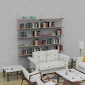 5 Katlı Kitaplık - Ahşap Duvar Rafı, Dekoratif Raf  Kızıl 25x60 cm thumbnail 2