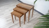 Sade ceviz mdf üçlü zigon sehpa takımı - 5