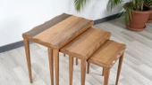 Sade ceviz mdf üçlü zigon sehpa takımı - 6