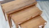 Sade ceviz mdf üçlü zigon sehpa takımı - 4