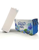 Kalem Kutusu Lotus Positive Vibes Kawai Organizer Kalemkutu Vegan Deri Üç Bölmeli Kalemlik Mavi - 2