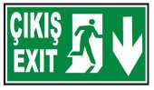 Fosforlu Acil Çıkış -Exit Levhası  - Fotolümenli - Aşağı Yön - 1