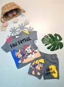 Erkek Bebek Paw Patrol Yazılı Kısa Kol Şort Takım - 1