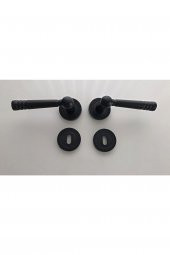 Mat Siyah Rozetli Oda Kapı Kolu Osmanlı Rozetli Oda Kapı Kolu 6 Takım thumbnail 1