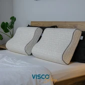 Visco Yastık  Doğal Keten Kılıf Ortopedik Yastık Visco Boyun Yastığı 60x40x14-12 cm - 2