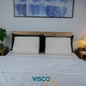 Visco Yastık  Doğal Keten Kılıf Ortopedik Yastık Visco Boyun Yastığı 60x40x14-12 cm - 4