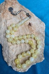 Küre Kesim Polonya Baltık Damla Kehribar Benzetmesi Beyrut Sıkma Tesbih Gümüş Renkli Metal Püsküllü - 6