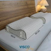 Visco Yastık  Doğal Keten Kılıf Ortopedik Yastık Visco Boyun Yastığı 60x40x14-12 cm - 7