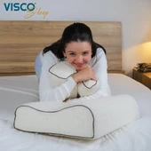 Visco Yastık  Doğal Keten Kılıf Ortopedik Yastık Visco Boyun Yastığı 60x40x14-12 cm - 3