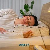 Visco Yastık  Doğal Keten Kılıf Ortopedik Yastık Visco Boyun Yastığı 60x40x14-12 cm - 1