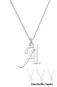 Kişiye Özel Tek Harfli İsimli 925 Ayar Gümüş Kadın Kolye Tüm Harfler Yapılır thumbnail 1