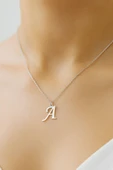 Kişiye Özel Tek Harfli İsimli 925 Ayar Gümüş Kadın Kolye Tüm Harfler Yapılır thumbnail 6