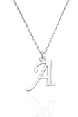 Kişiye Özel Tek Harfli İsimli 925 Ayar Gümüş Kadın Kolye Tüm Harfler Yapılır thumbnail 3