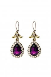 Hürrem Serisi Mor Ametist Taşlı Gümüş Damla Model Küpe Hürrem Sultan Küpeleri - 1