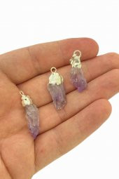 Doğal Ametist Mor Taşlı Formsuz Bayan Kolye - 2
