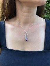Doğal Ametist Mor Taşlı Formsuz Bayan Kolye - 3