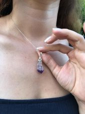 Doğal Ametist Mor Taşlı Formsuz Bayan Kolye - 5