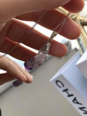 Doğal Ametist Mor Taşlı Formsuz Bayan Kolye - 7