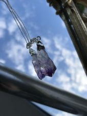 Doğal Ametist Mor Taşlı Formsuz Bayan Kolye - 8