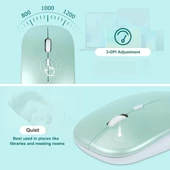 Wenn JRTP-23 Endüstriyel Tablet 8" Uyumlu Kablosuz Bluetooth Şarj Edilebilir Klavye Mouse Seti - Yeşil thumbnail 5